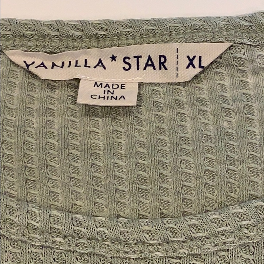 NWT Vanilla Star Green Elastic Waist Waffle Top - Picture 3 of 5